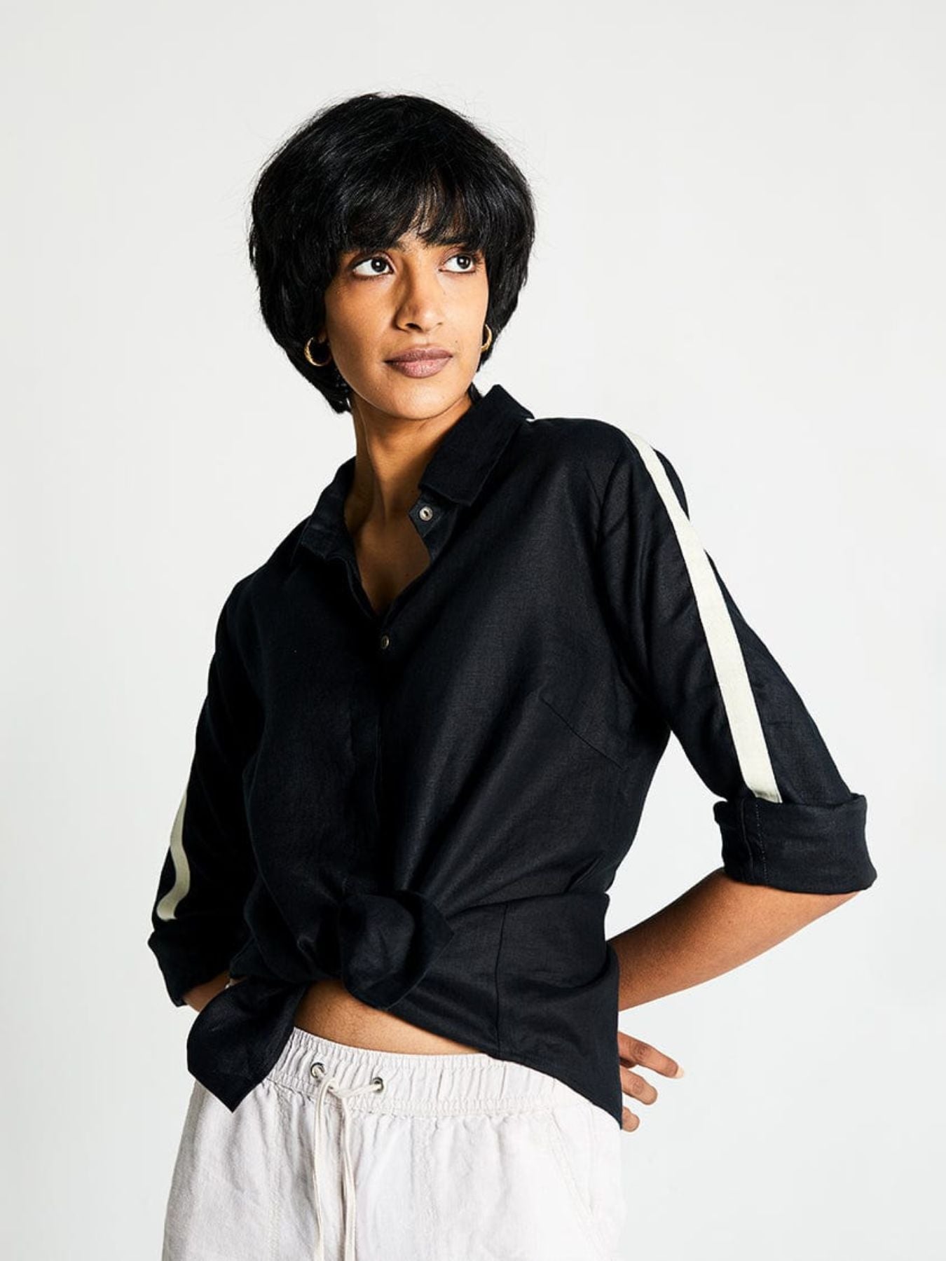 Releve Fashion Reistor The Weekday Button Up Shirt Black Ethical Designer Brand Sustainable Fashion Conscious Clothing Purchase with Purpose Shop for Good