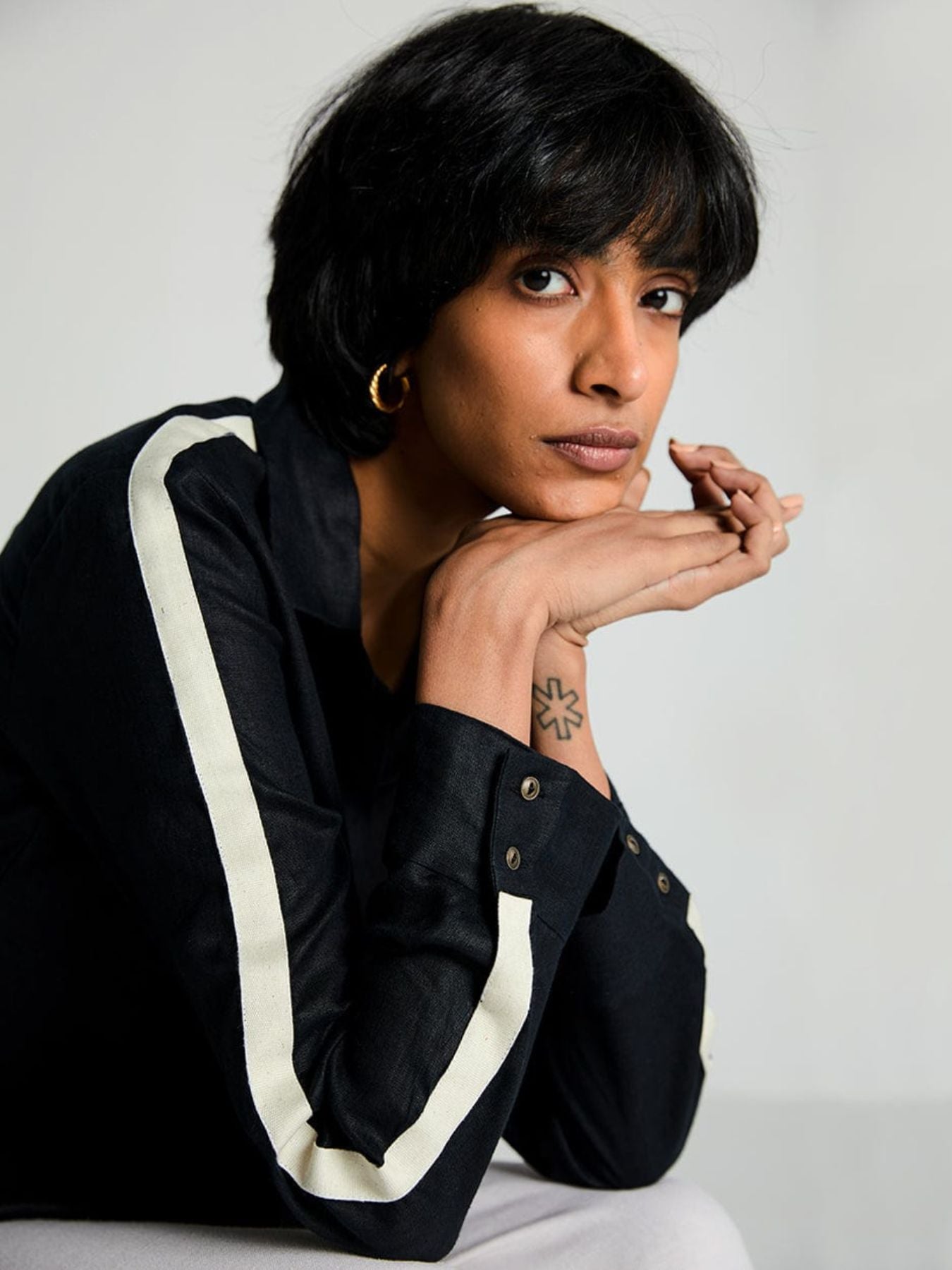 Releve Fashion Reistor The Weekday Button Up Shirt Black Ethical Designer Brand Sustainable Fashion Conscious Clothing Purchase with Purpose Shop for Good