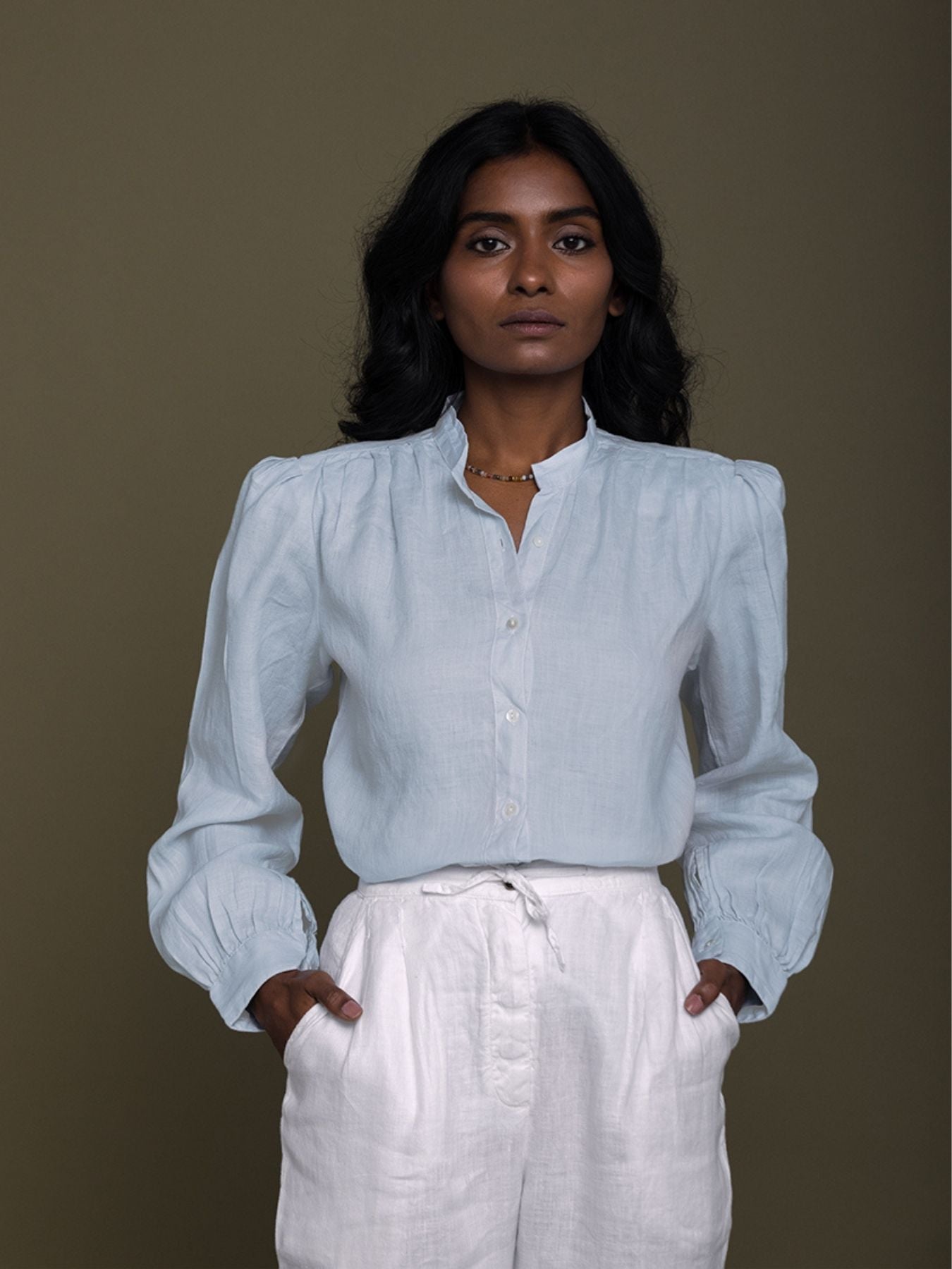 Releve Fashion Reistor Blue Wild River Shirt Shell  Ethical Designer Brand Sustainable Fashion Conscious Clothing Purchase with Purpose Shop for Good