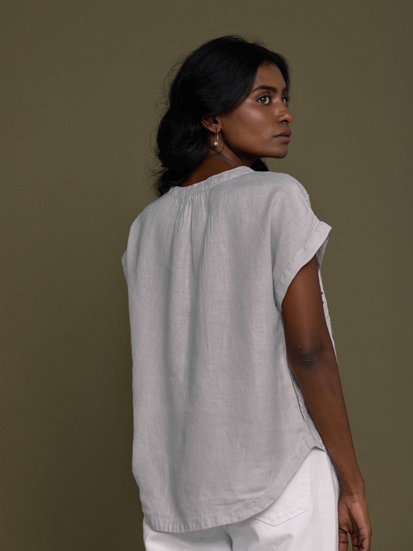 Releve Fashion Reistor Grey Under the Midnight Tree Short Sleeves Top Ethical Designer Brand Sustainable Fashion Conscious Clothing Purchase with Purpose Shop for Good