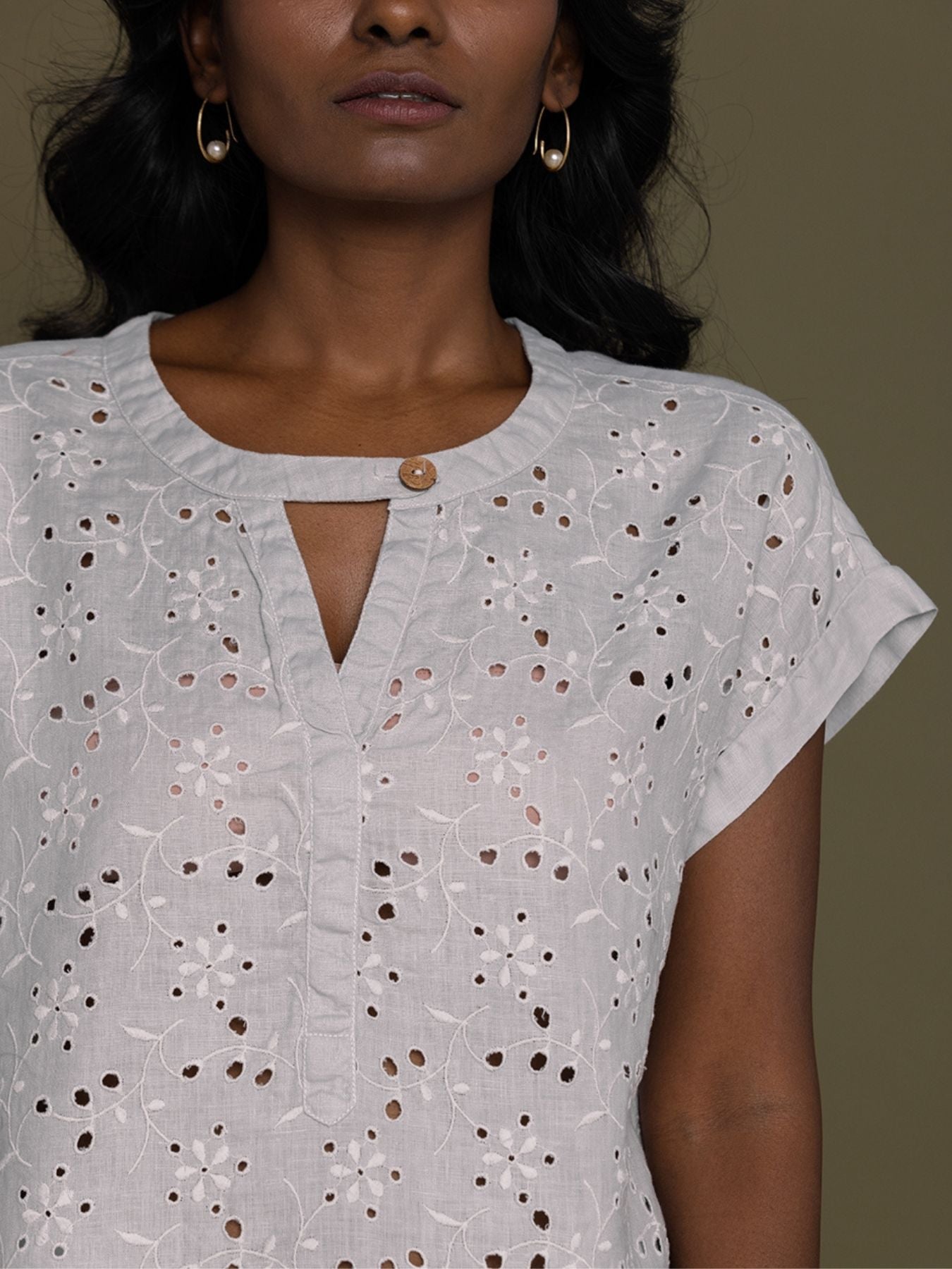 Releve Fashion Reistor Grey Under the Midnight Tree Short Sleeves Top Ethical Designer Brand Sustainable Fashion Conscious Clothing Purchase with Purpose Shop for Good