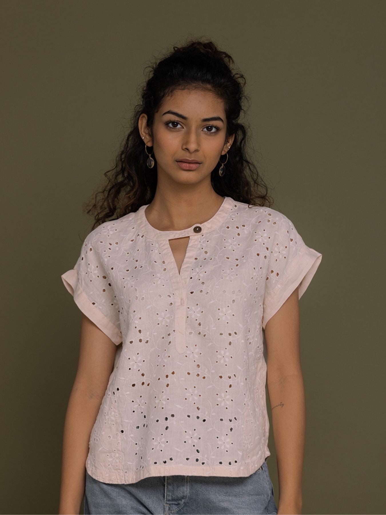 Releve Fashion Reistor Pink Under the Midnight Tree Short Sleeves Top Ethical Designer Brand Sustainable Fashion Conscious Clothing Purchase with Purpose Shop for Good
