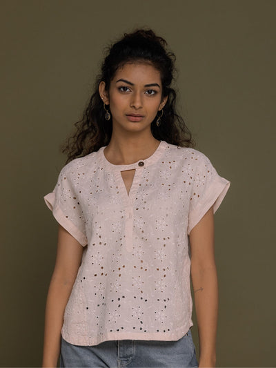Releve Fashion Reistor Pink Under the Midnight Tree Short Sleeves Top Ethical Designer Brand Sustainable Fashion Conscious Clothing Purchase with Purpose Shop for Good