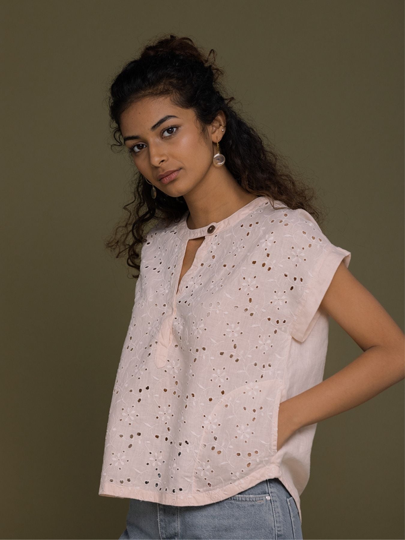 Releve Fashion Reistor Pink Under the Midnight Tree Short Sleeves Top Ethical Designer Brand Sustainable Fashion Conscious Clothing Purchase with Purpose Shop for Good