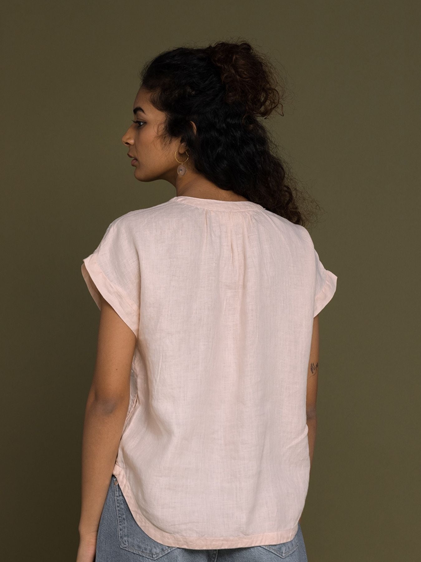 Releve Fashion Reistor Pink Under the Midnight Tree Short Sleeves Top Ethical Designer Brand Sustainable Fashion Conscious Clothing Purchase with Purpose Shop for Good