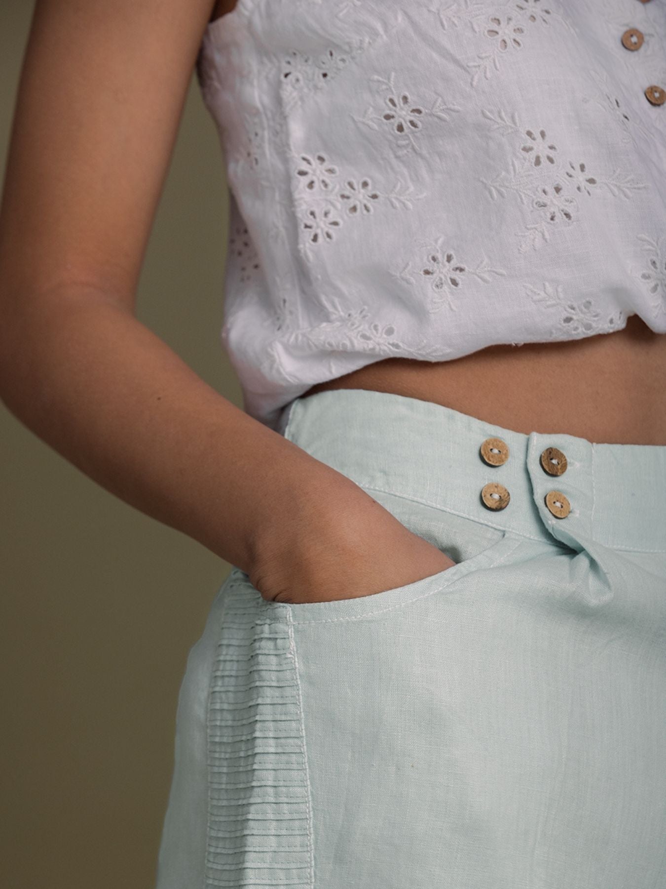 Releve Fashion Reistor Mint Weekend Wanderer Pants Ethical Designer Brand Sustainable Fashion Conscious Clothing Purchase with Purpose Shop for Good