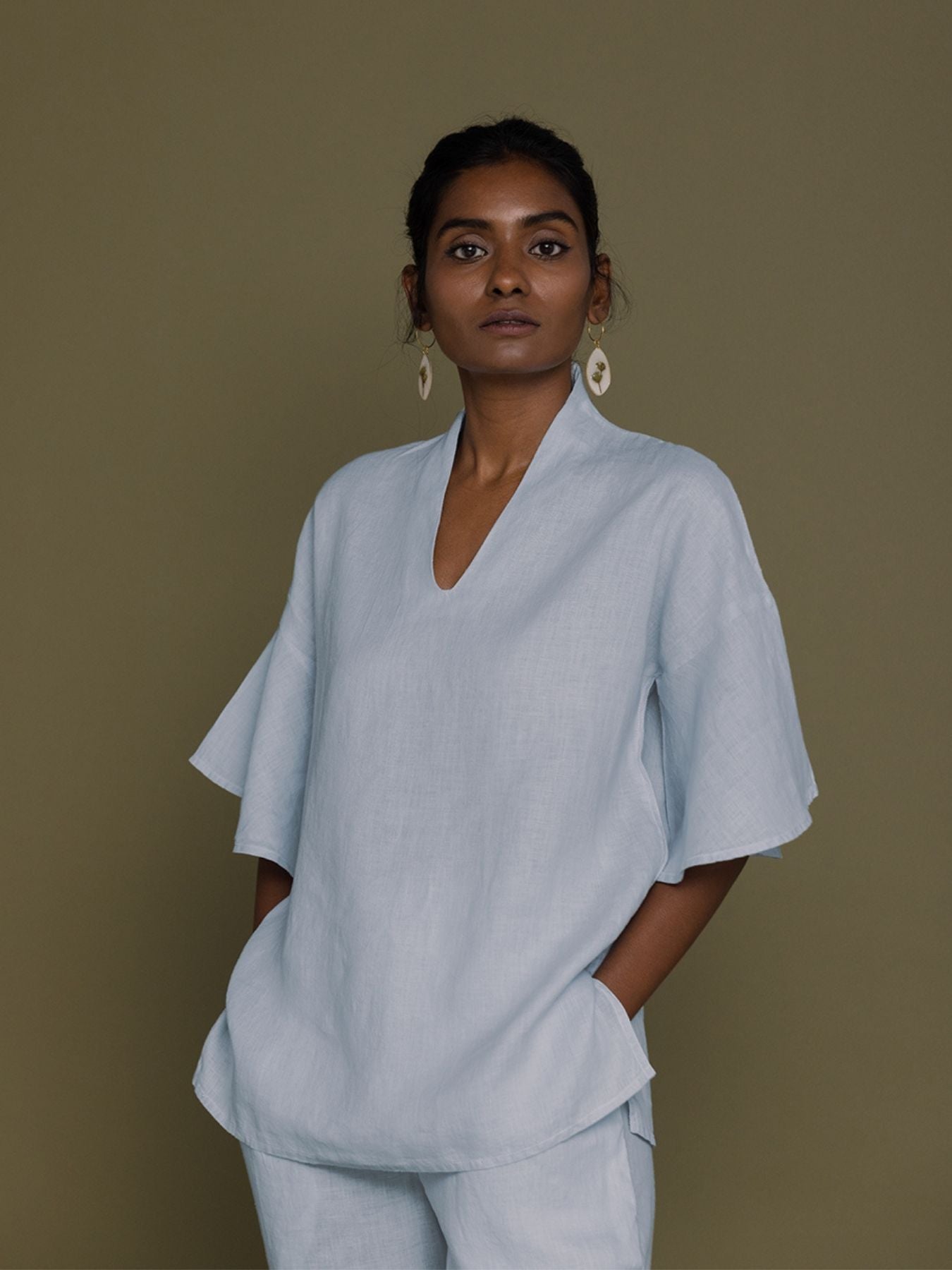 Releve Fashion Reistor Blue Wishing on Stardust Shirt Ethical Designer Brand Sustainable Fashion Conscious Clothing Purchase with Purpose Shop for Good