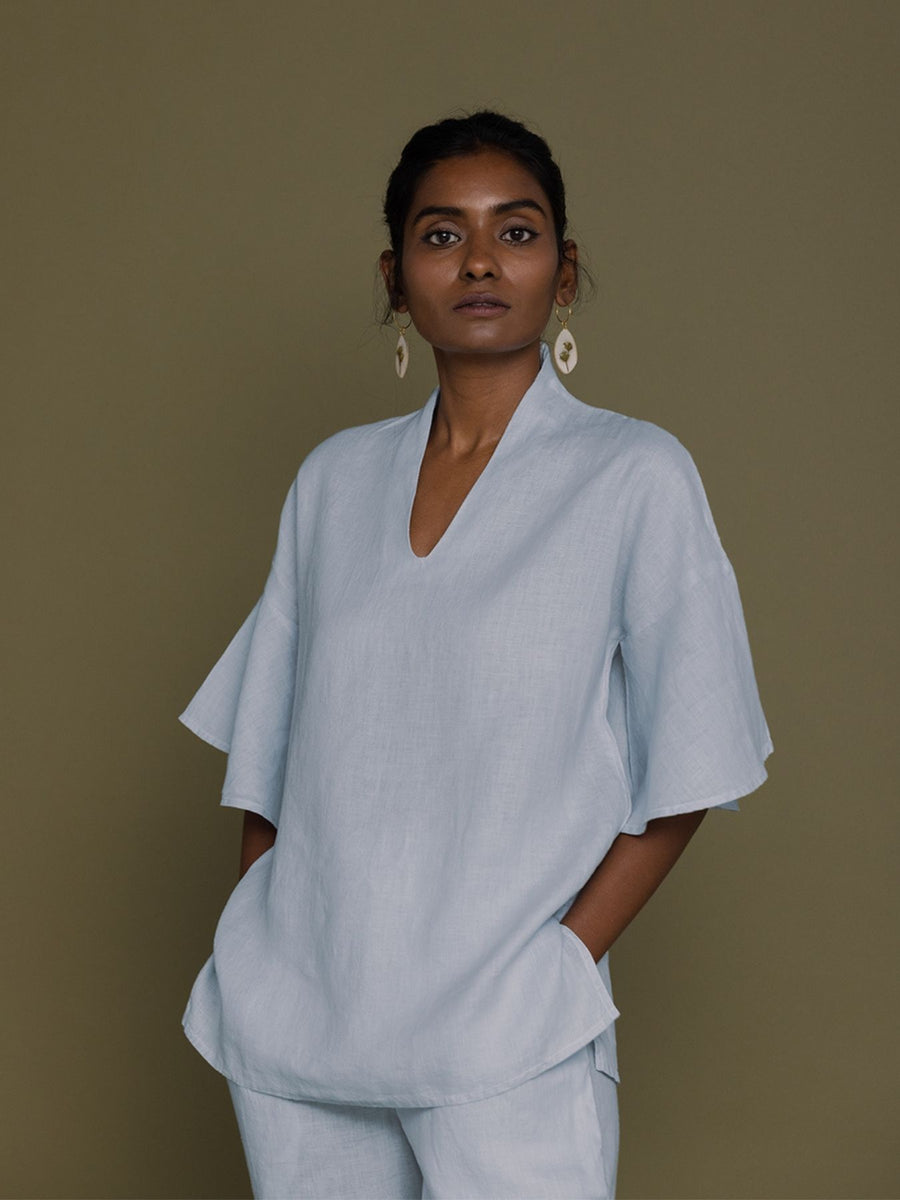 Releve Fashion Reistor Blue Wishing on Stardust Shirt Ethical Designer Brand Sustainable Fashion Conscious Clothing Purchase with Purpose Shop for Good