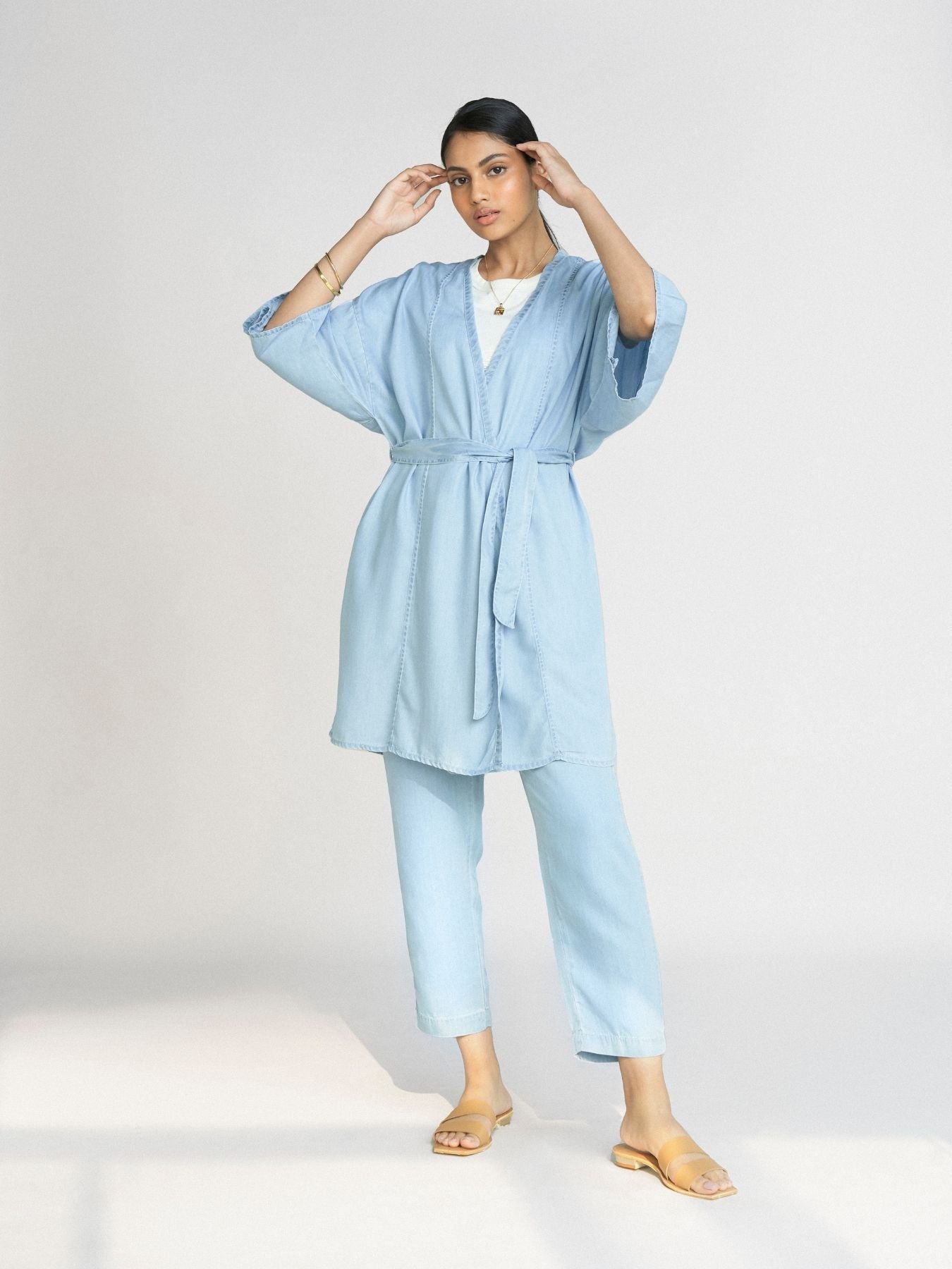 Releve Fashion Reistor Blue Wrapped in Happiness Jacket Ethical Designer Brand Sustainable Fashion Conscious Clothing Purchase with Purpose Shop for Good