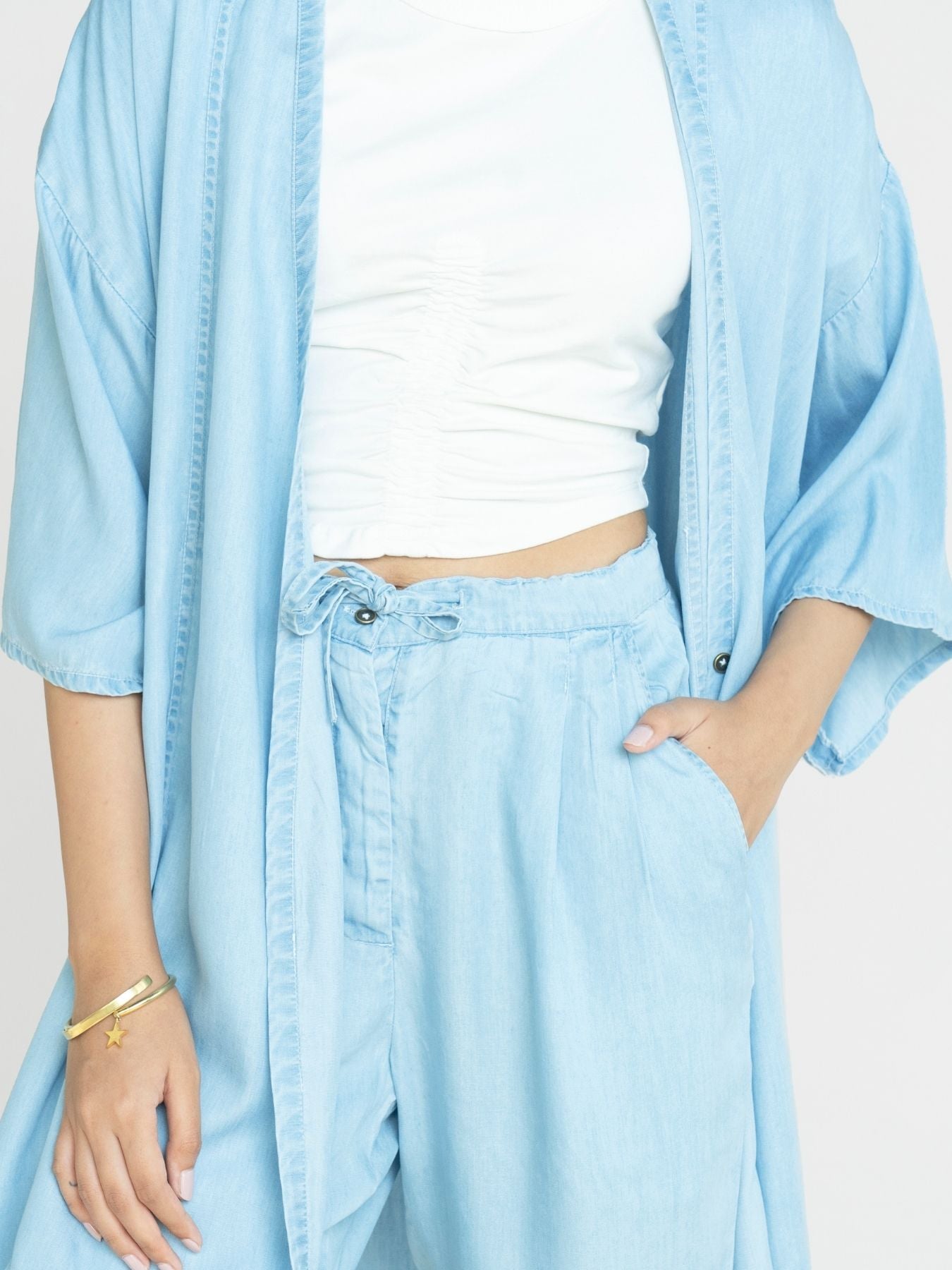 Releve Fashion Reistor Blue Wrapped in Happiness Jacket Ethical Designer Brand Sustainable Fashion Conscious Clothing Purchase with Purpose Shop for Good