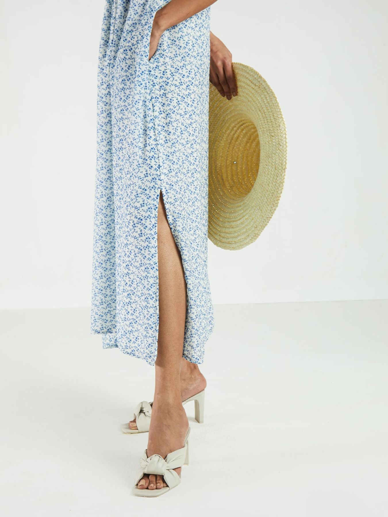 Releve Fashion Reistor You and I Dress Forget Me Not Print Ethical Designer Brand Sustainable Fashion Conscious Clothing Purchase with Purpose Shop for Good