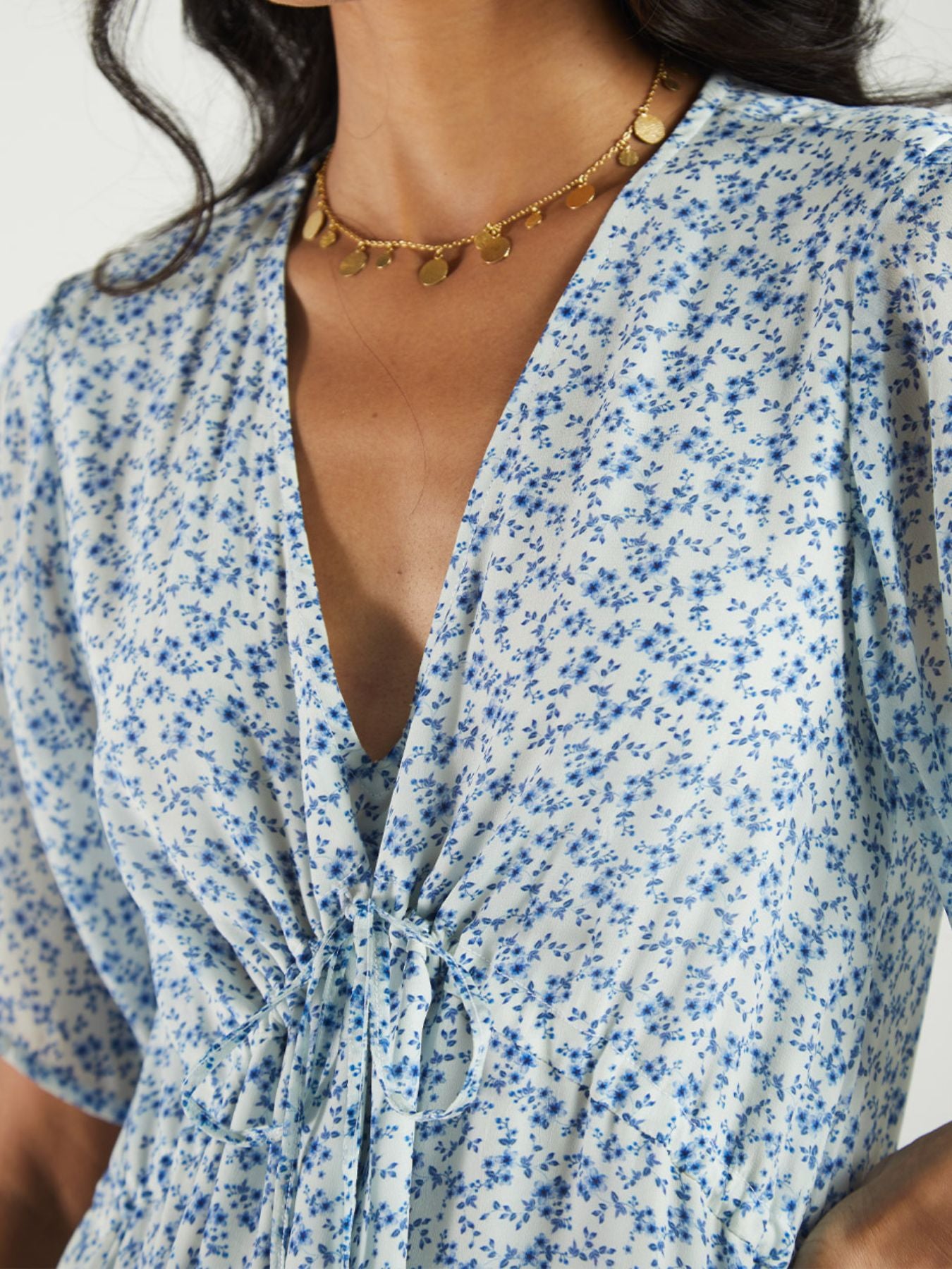 Releve Fashion Reistor You and I Dress Forget Me Not Print Ethical Designer Brand Sustainable Fashion Conscious Clothing Purchase with Purpose Shop for Good