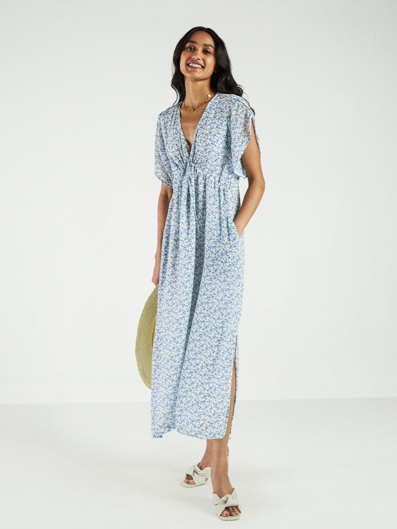 Releve Fashion Reistor You and I Dress Forget Me Not Print Ethical Designer Brand Sustainable Fashion Conscious Clothing Purchase with Purpose Shop for Good