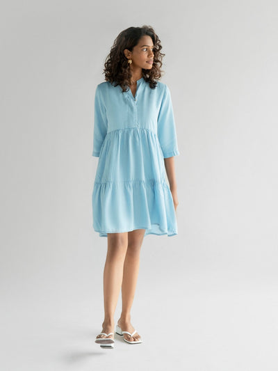 Releve Fashion Reistor Blue Dress Dawn to Dusk Ethical Designer Brand Sustainable Fashion Conscious Clothing Purchase with Purpose Shop for Good