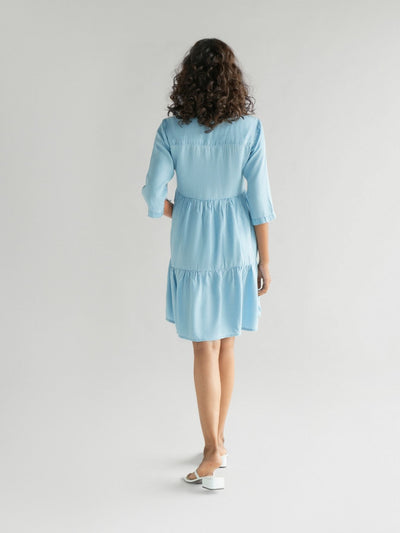 Releve Fashion Reistor Blue Dress Dawn to Dusk Ethical Designer Brand Sustainable Fashion Conscious Clothing Purchase with Purpose Shop for Good