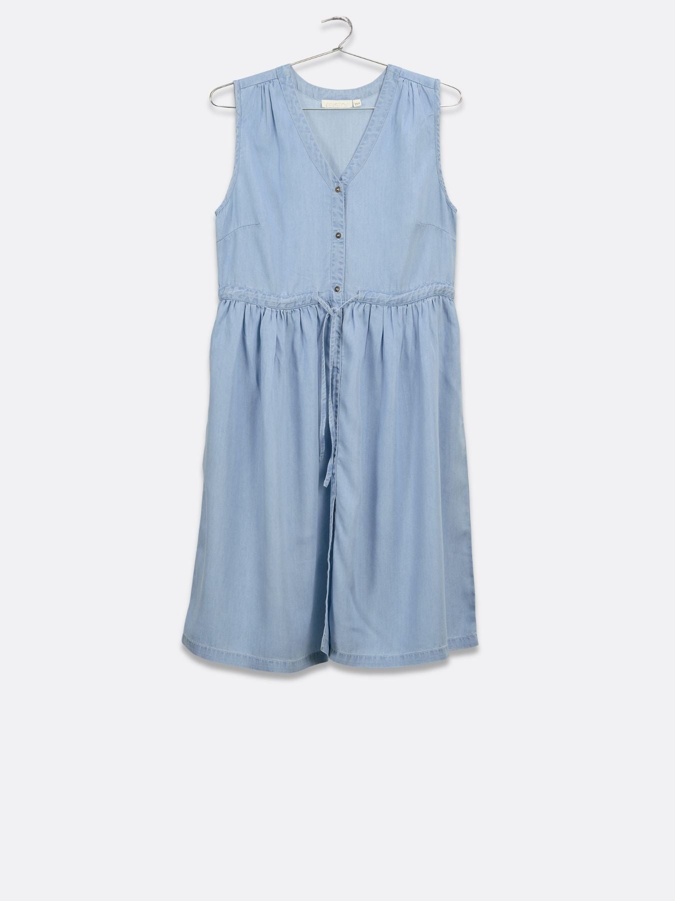 Releve Fashion Reistor Blue Pina Colada Sleeveless Dress Ethical Designer Brand Sustainable Fashion Conscious Clothing Purchase with Purpose Shop for Good