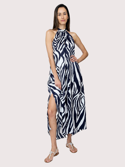 Releve Fashion SixtyNinety Zebra Print Open Back Maxi Dress Sustainable Swimwear Beachwear Slow Fashion Conscious Clothing Ethical Designer Brand Purchase with Purpose Shop for Good