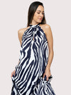 Releve Fashion SixtyNinety Zebra Print Open Back Maxi Dress Sustainable Swimwear Beachwear Slow Fashion Conscious Clothing Ethical Designer Brand Purchase with Purpose Shop for Good