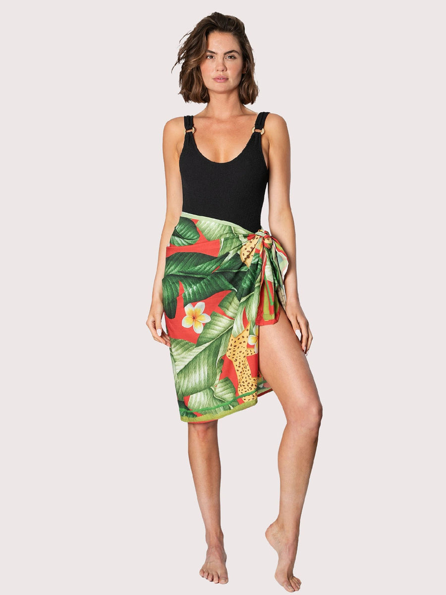 Short Sarong Cover-up, Floral Print