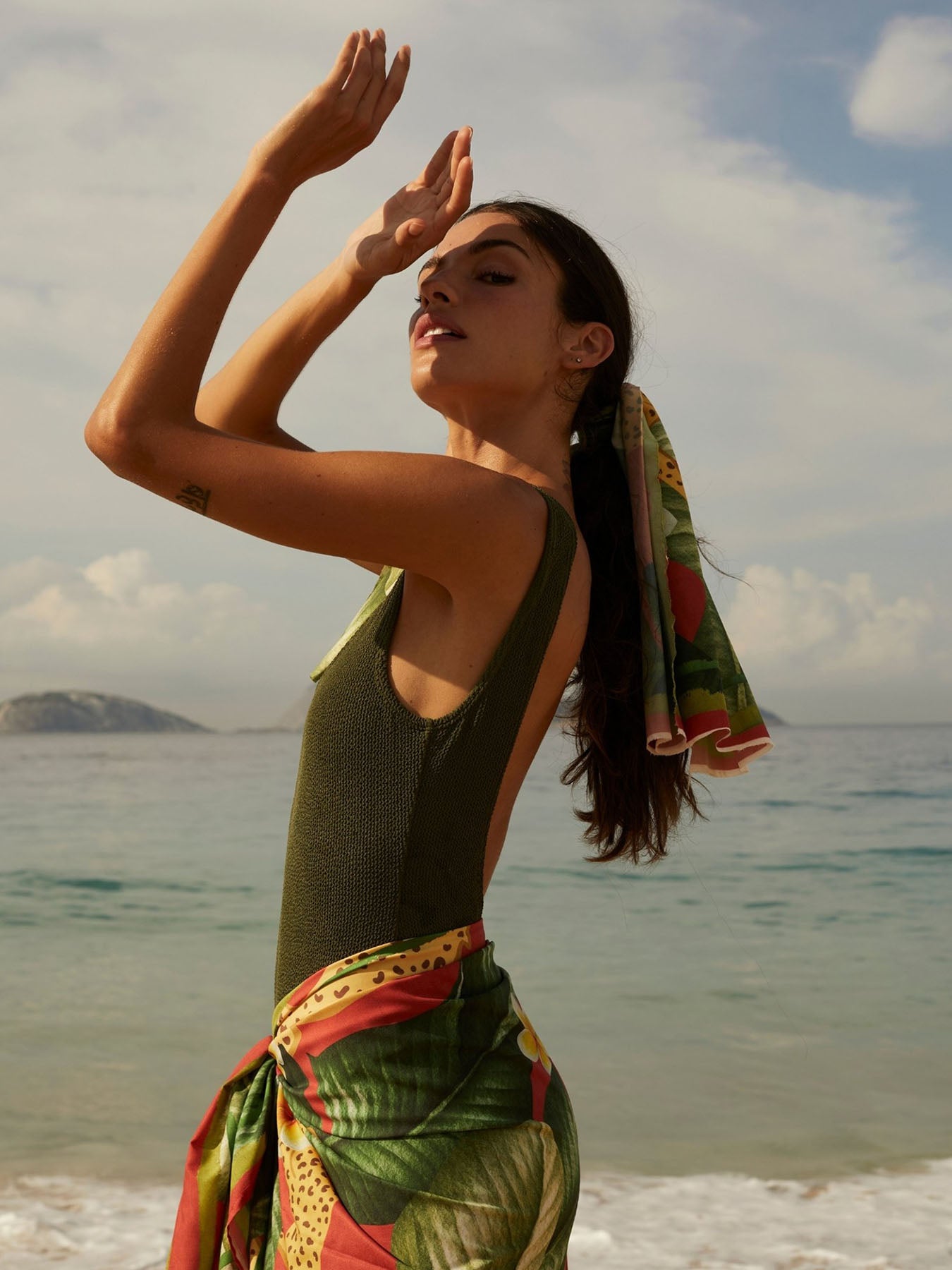 Short Sarong Cover-up, Floral Print