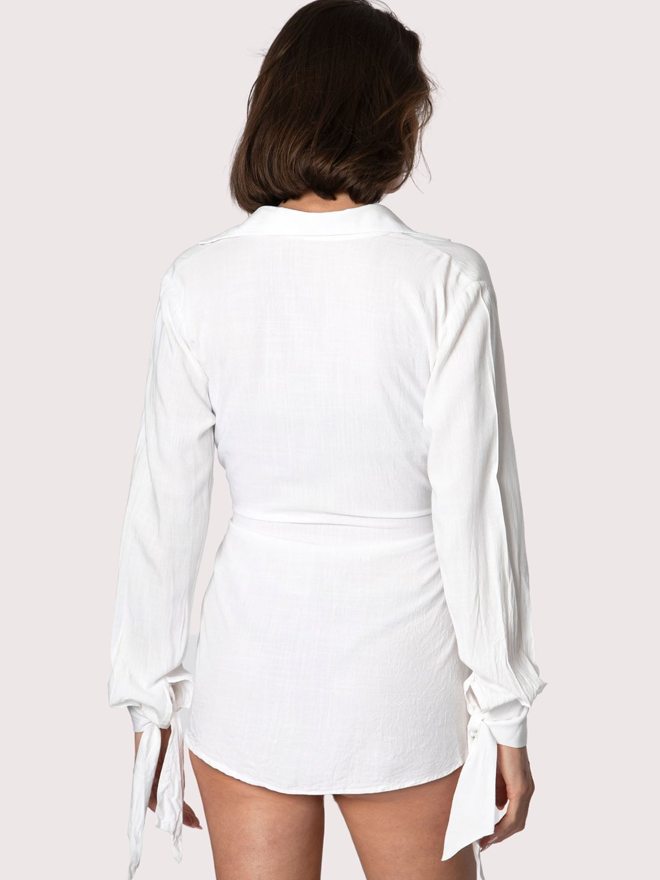 dress shirt cover up Women's Seersucker Cover-Up Dress with Tie Cuff