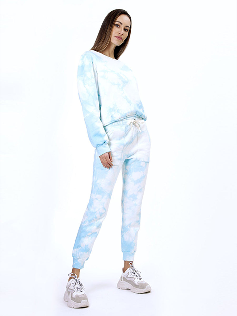 Releve Fashion SixtyNinety Sky Blue Tie Dye Sweatshirt Sustainable Loungewear Slow Fashion Conscious Clothing Ethical Designer Brand Purchase with Purpose Shop for Good