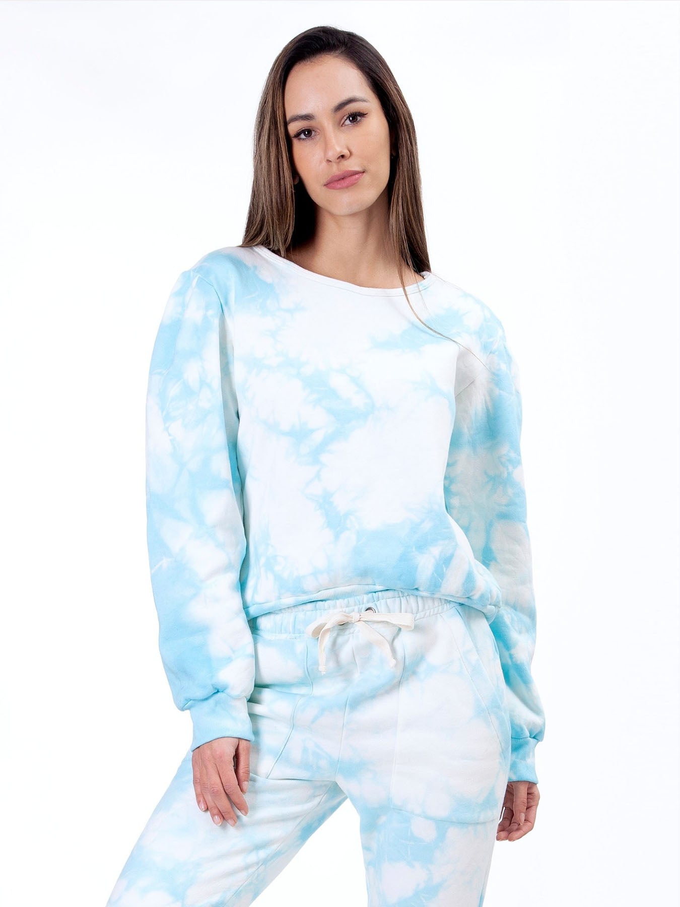 Tie Dye Sweatshirt, Sky Blue / White