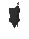 Releve Fashion SixtyNinety One-Shouldered Black Textured Audrey One-Piece Swimsuit Sustainable Swimwear Beachwear Slow Fashion Conscious Clothing Ethical Designer Brand Purchase with Purpose Shop for Good