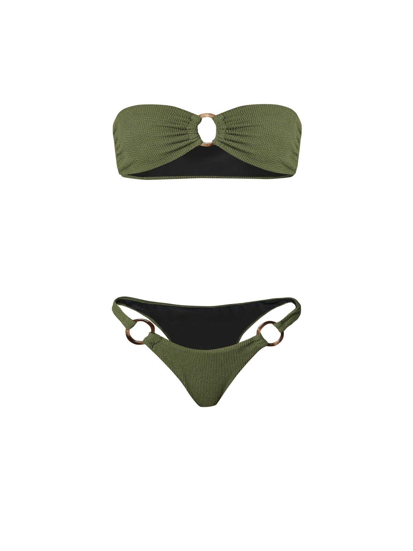 Releve Fashion SixtyNinety Green Brigitte Crinkle High-Cut Bikini Bottoms Sustainable Swimwear Beachwear Slow Fashion Conscious Clothing Ethical Designer Brand Purchase with Purpose Shop for Good