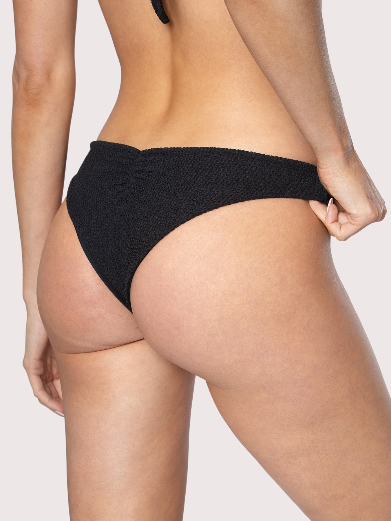 Releve Fashion SixtyNinety Black Cher Crinkle Bikini Bottoms Sustainable Swimwear Beachwear Slow Fashion Conscious Clothing Ethical Designer Brand Purchase with Purpose Shop for Good