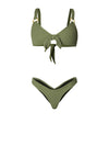 Cher Crinkle Bralette Bikini Top, Green