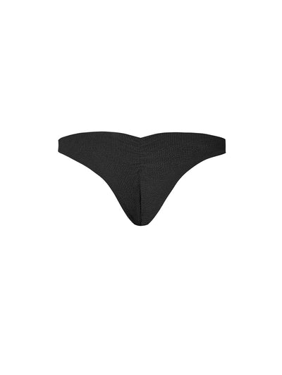 Releve Fashion SixtyNinety Black Sophia Textured Bikini Bottoms Swimsuit Sustainable Swimwear Beachwear Slow Fashion Conscious Clothing Ethical Designer Brand Purchase with Purpose Shop for Good