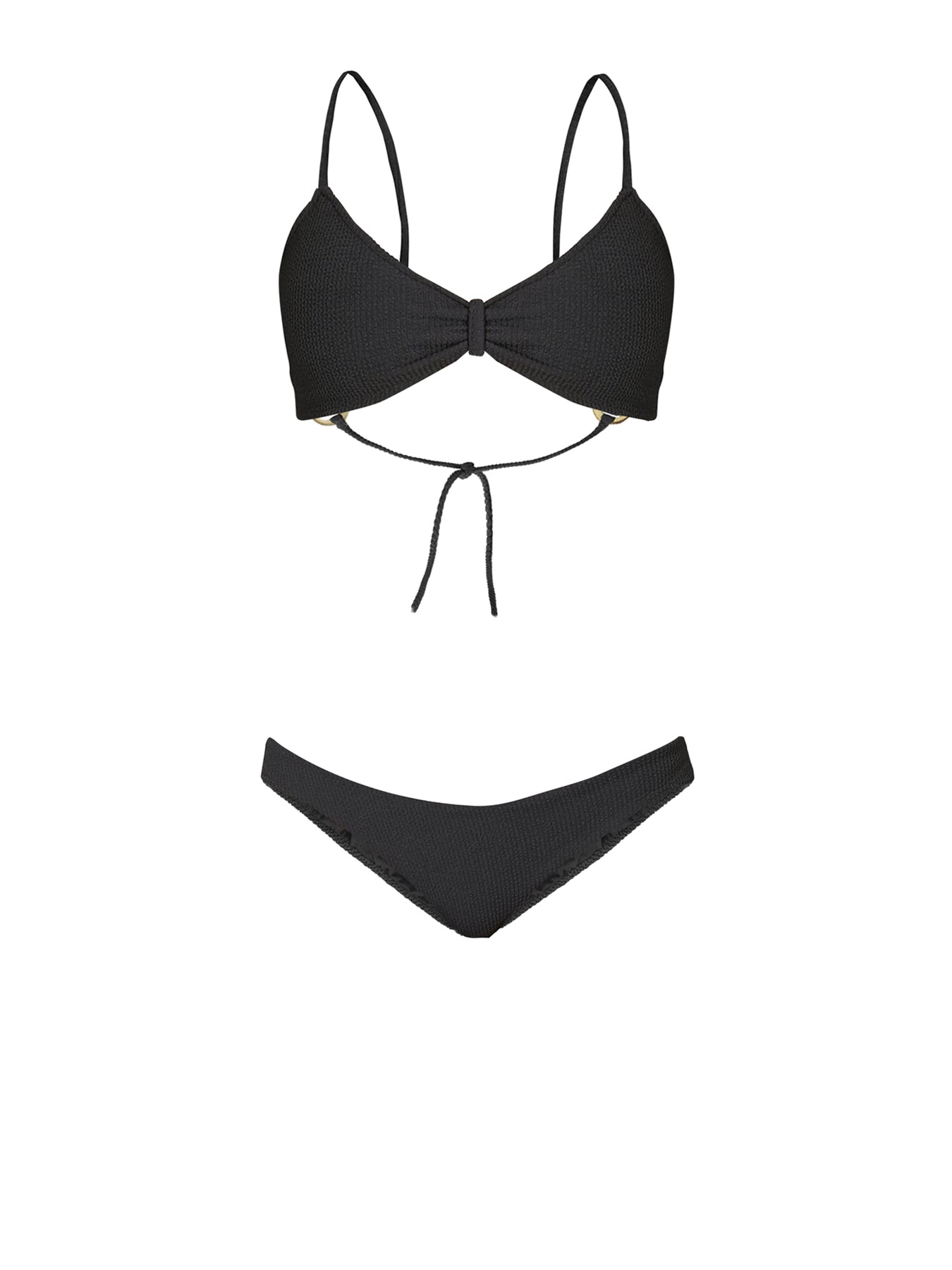 Releve Fashion SixtyNinety Black Sophia Textured Bikini Top Swimsuit Sustainable Swimwear Beachwear Slow Fashion Conscious Clothing Ethical Designer Brand Purchase with Purpose Shop for Good