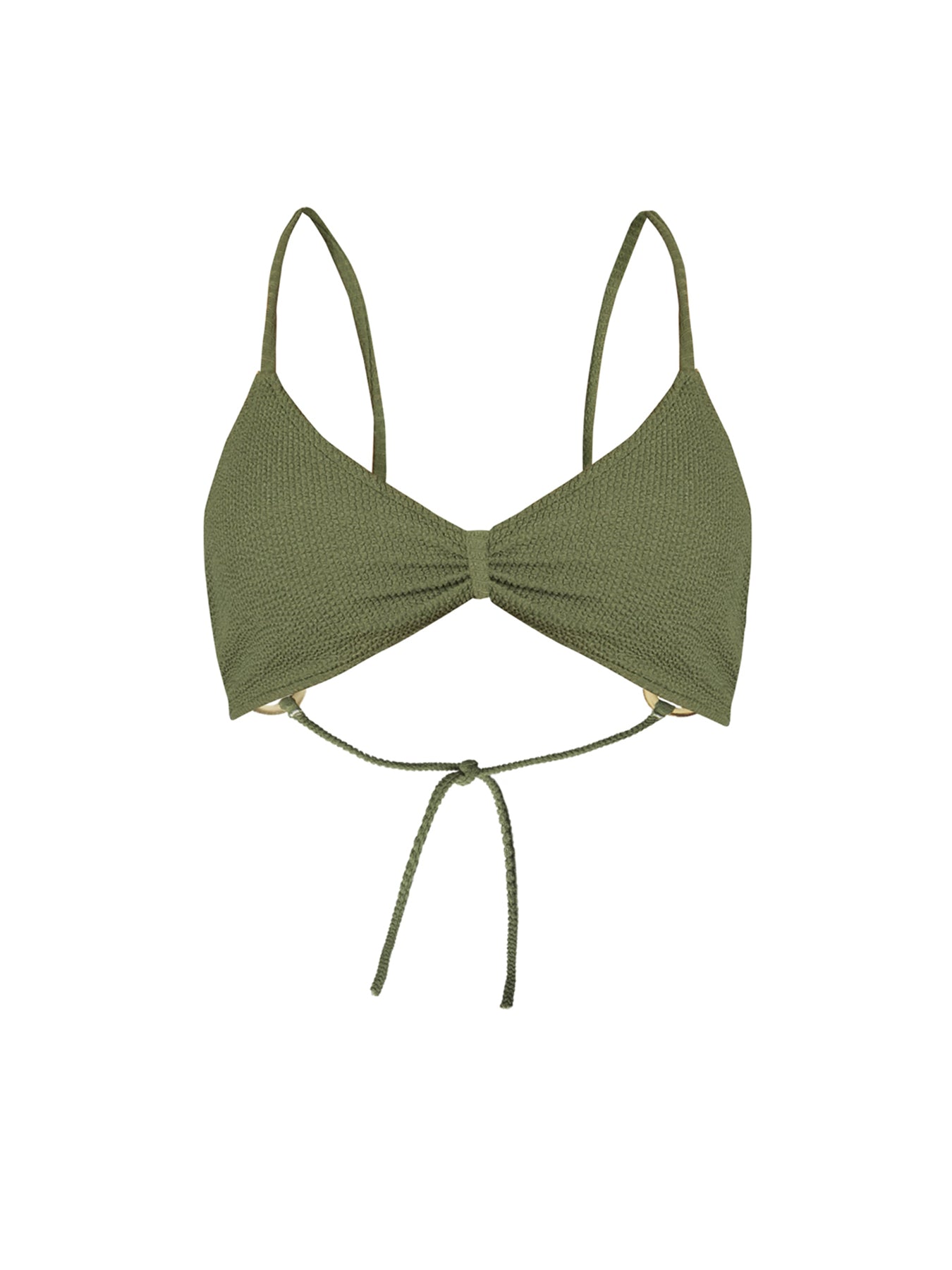 Releve Fashion SixtyNinety Sophia Textured Bikini Top in Green Sustainable Swimwear Beachwear Slow Fashion Conscious Clothing Ethical Designer Brand Purchase with Purpose Shop for Good