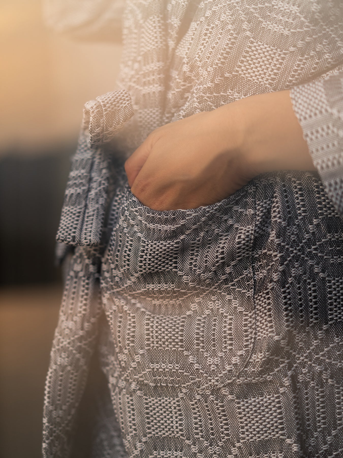 Releve Fashion WVN Living Handwoven Grey Lounge Robe Sustainable Luxury Fashion Conscious Clothing and Lifestyle Accessories Ethical Designer Brand Artisanal Handcrafted Loungewear Purchase with Purpose Shop for Good