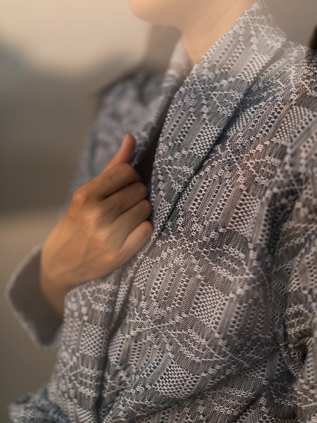 Releve Fashion WVN Living Handwoven Grey Lounge Robe Sustainable Luxury Fashion Conscious Clothing and Lifestyle Accessories Ethical Designer Brand Artisanal Handcrafted Loungewear Purchase with Purpose Shop for Good