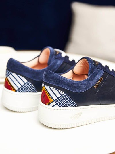 Releve Fashion Wibes Blue and White Retro Sassandra Trainers Sneakers Ethical Designers Sustainable Fashion Brands Purchase with Purpose Shop for Good