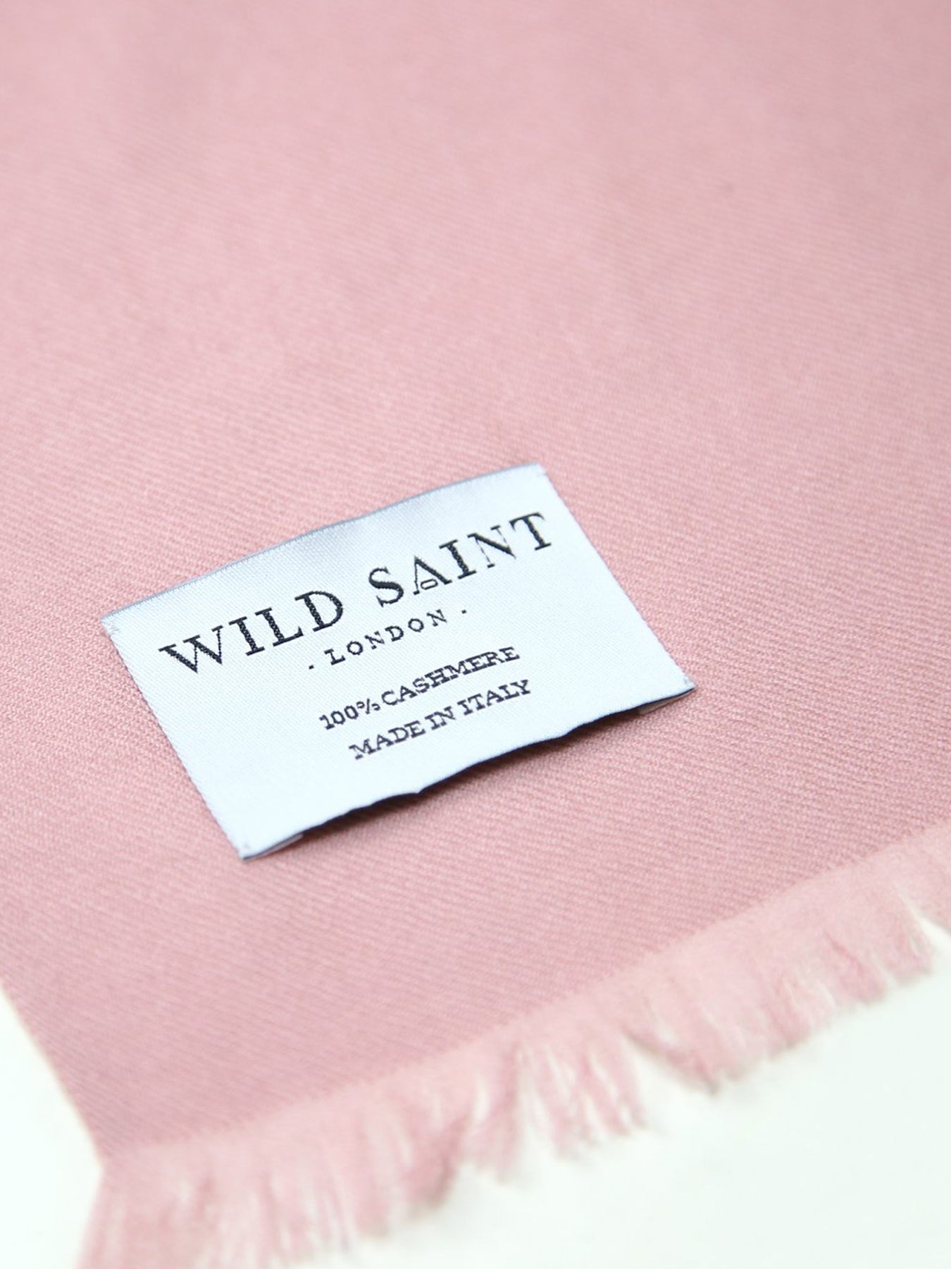 Releve Fashion Wild Saint London Old Rose Lightweight 100% Cashmere Scarf Sustainable Luxury Fashion Conscious Clothing and Accessories Ethical Designer Brand Animal-friendly Cruelty-free Handcrafted Purchase with Purpose Shop for Good
