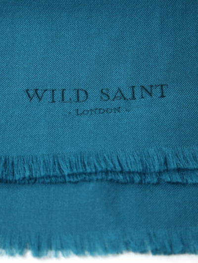 Releve Fashion Wild Saint London Teal Lightweight 100% Cashmere Scarf Sustainable Luxury Fashion Conscious Clothing and Accessories Ethical Designer Brand Animal-friendly Cruelty-free Handcrafted Purchase with Purpose Shop for Good